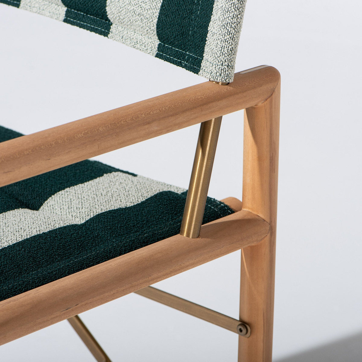 The WES Directors Chair in Terry Green Stripe | Teakwood Gold Frame Wes Director Chair Kit Business & Pleasure Co Aus 