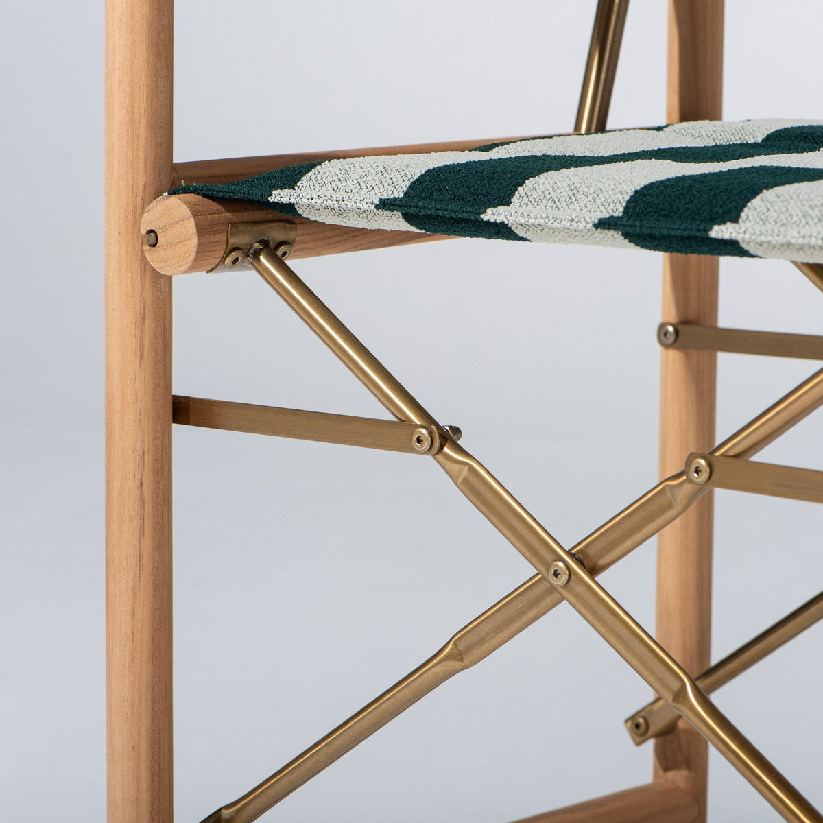 The WES Directors Chair in Terry Green Stripe | Teakwood Gold Frame Wes Director Chair Kit Business & Pleasure Co Aus 