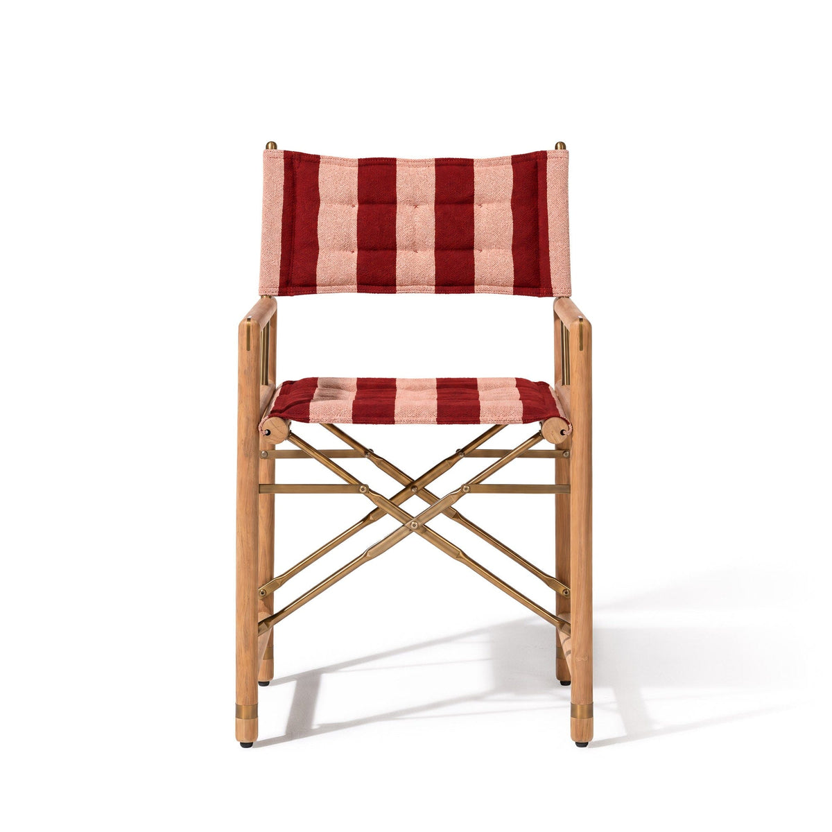 The WES Directors Chair in Terry Terracotta Stripe | Teakwood Gold Frame Wes Director Chair Kit Business & Pleasure Co Aus 