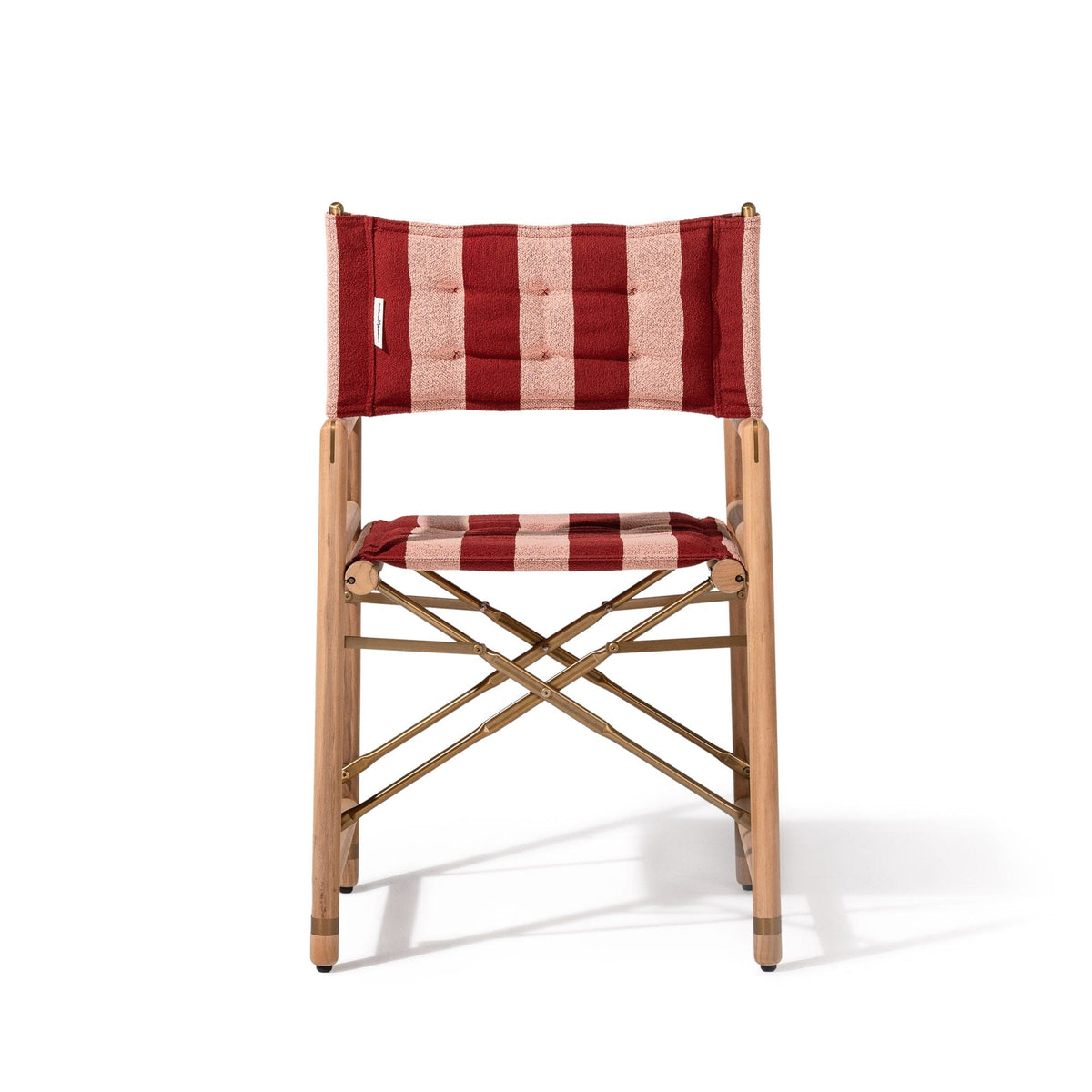 The WES Directors Chair in Terry Terracotta Stripe | Teakwood Gold Frame Wes Director Chair Kit Business & Pleasure Co Aus 