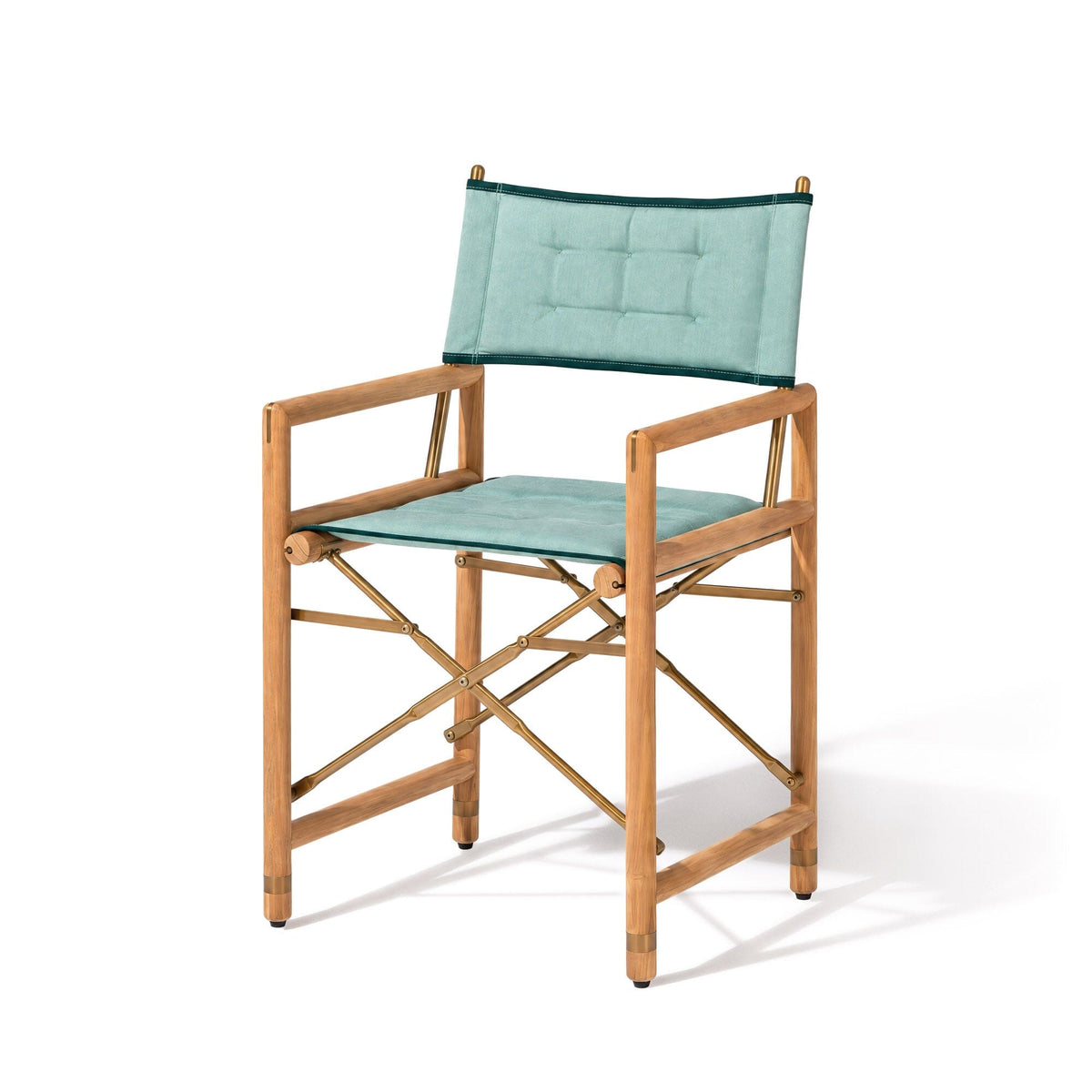 The WES Directors Chair in Rivie Green | Teakwood Gold Frame Wes Director Chair Kit Business & Pleasure Co Aus 