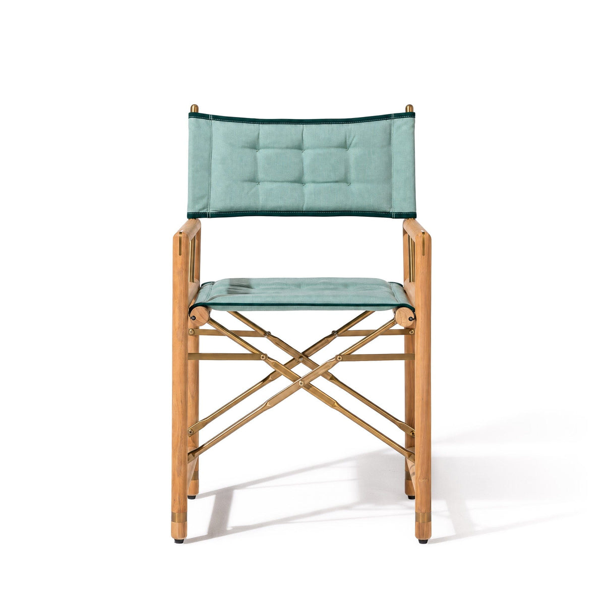 The WES Directors Chair in Rivie Green | Teakwood Gold Frame Wes Director Chair Kit Business & Pleasure Co Aus 