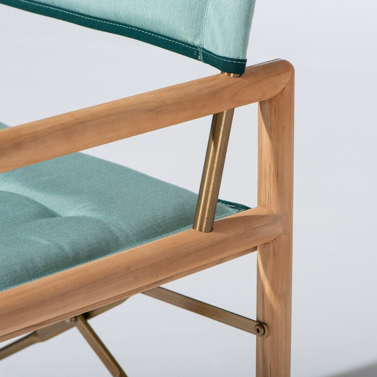The WES Directors Chair in Rivie Green | Teakwood Gold Frame Wes Director Chair Kit Business & Pleasure Co Aus 