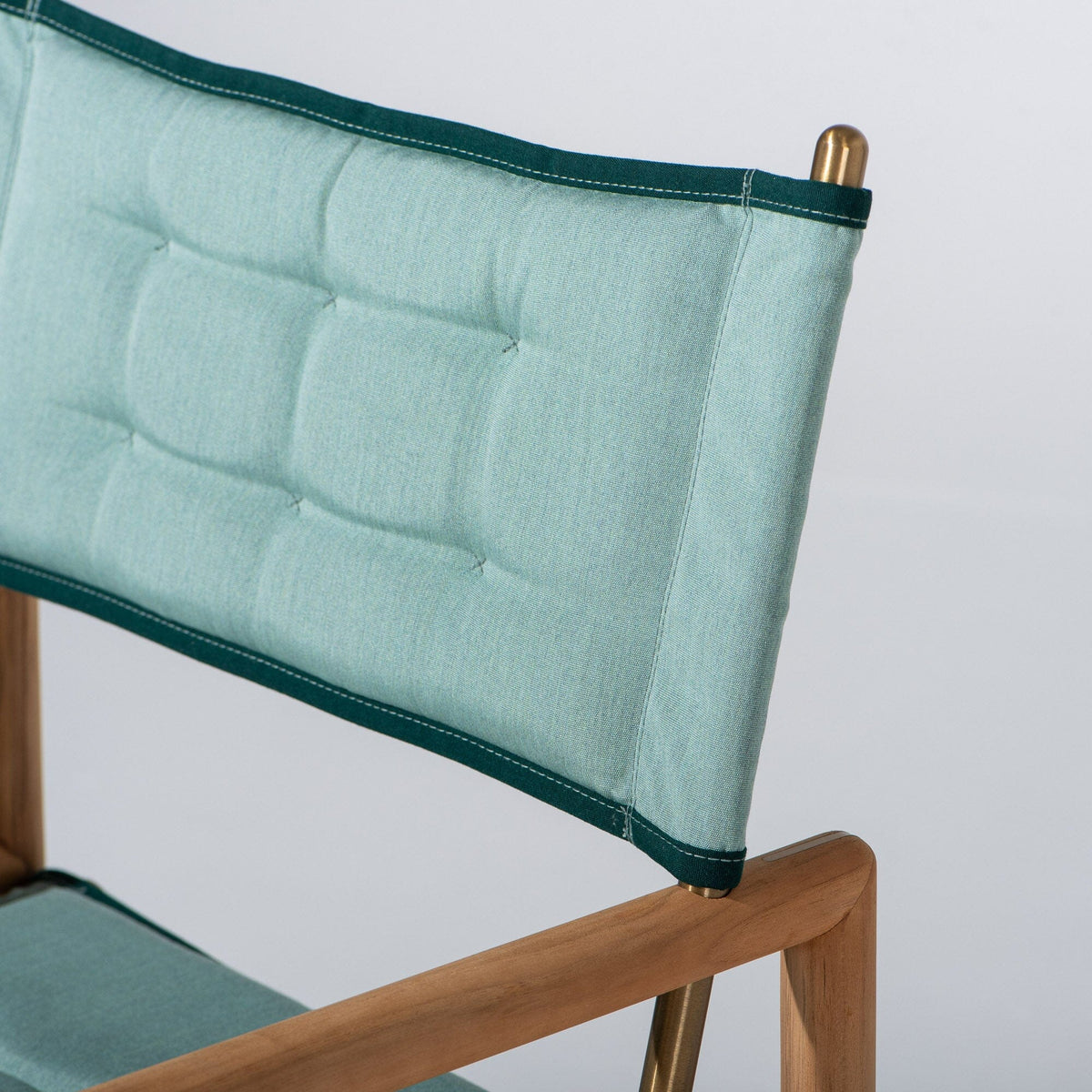 The WES Directors Chair in Rivie Green | Teakwood Gold Frame Wes Director Chair Kit Business & Pleasure Co Aus 