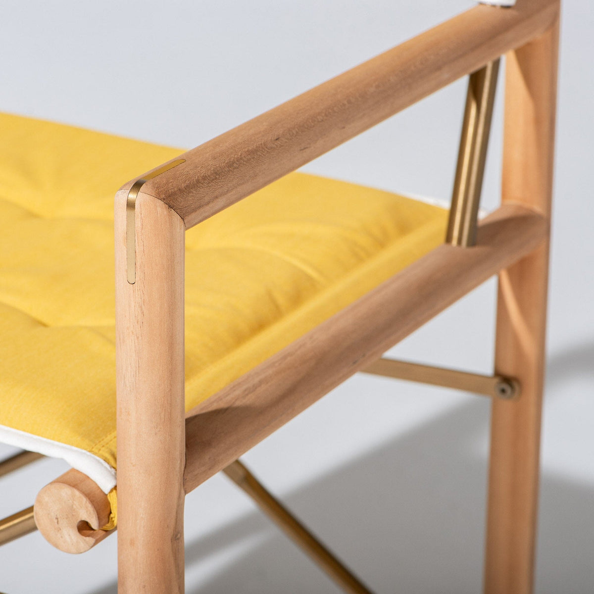 The WES Directors Chair in Rivie Mimosa | Teakwood Gold Frame Wes Director Chair Kit Business & Pleasure Co Aus 