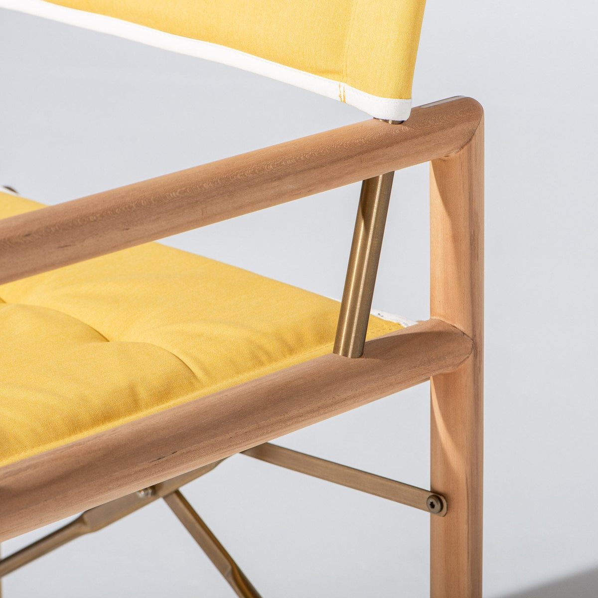 The WES Directors Chair in Rivie Mimosa | Teakwood Gold Frame Wes Director Chair Kit Business & Pleasure Co Aus 