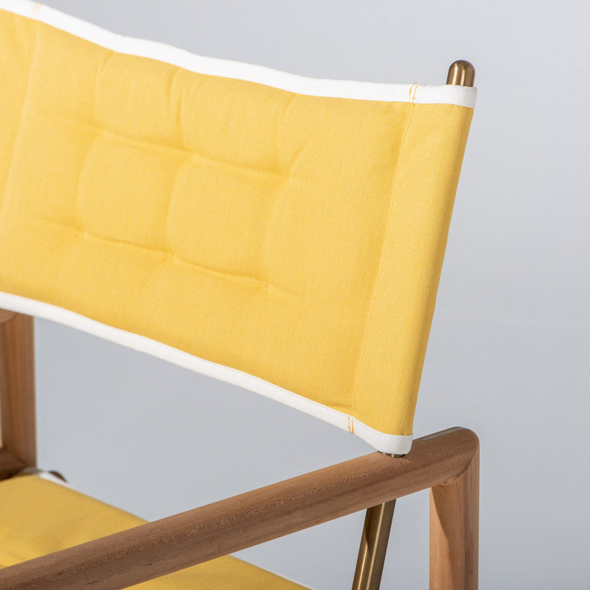 The WES Directors Chair in Rivie Mimosa | Teakwood Gold Frame Wes Director Chair Kit Business & Pleasure Co Aus 