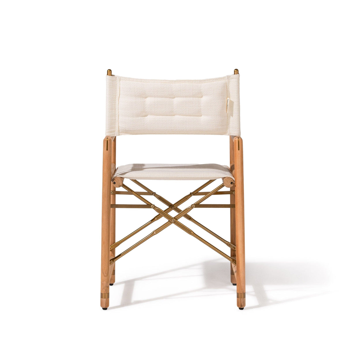 The WES Directors Chair in Boucle Antique White | Teakwood Gold Frame Wes Director Chair Kit Business & Pleasure Co Aus 