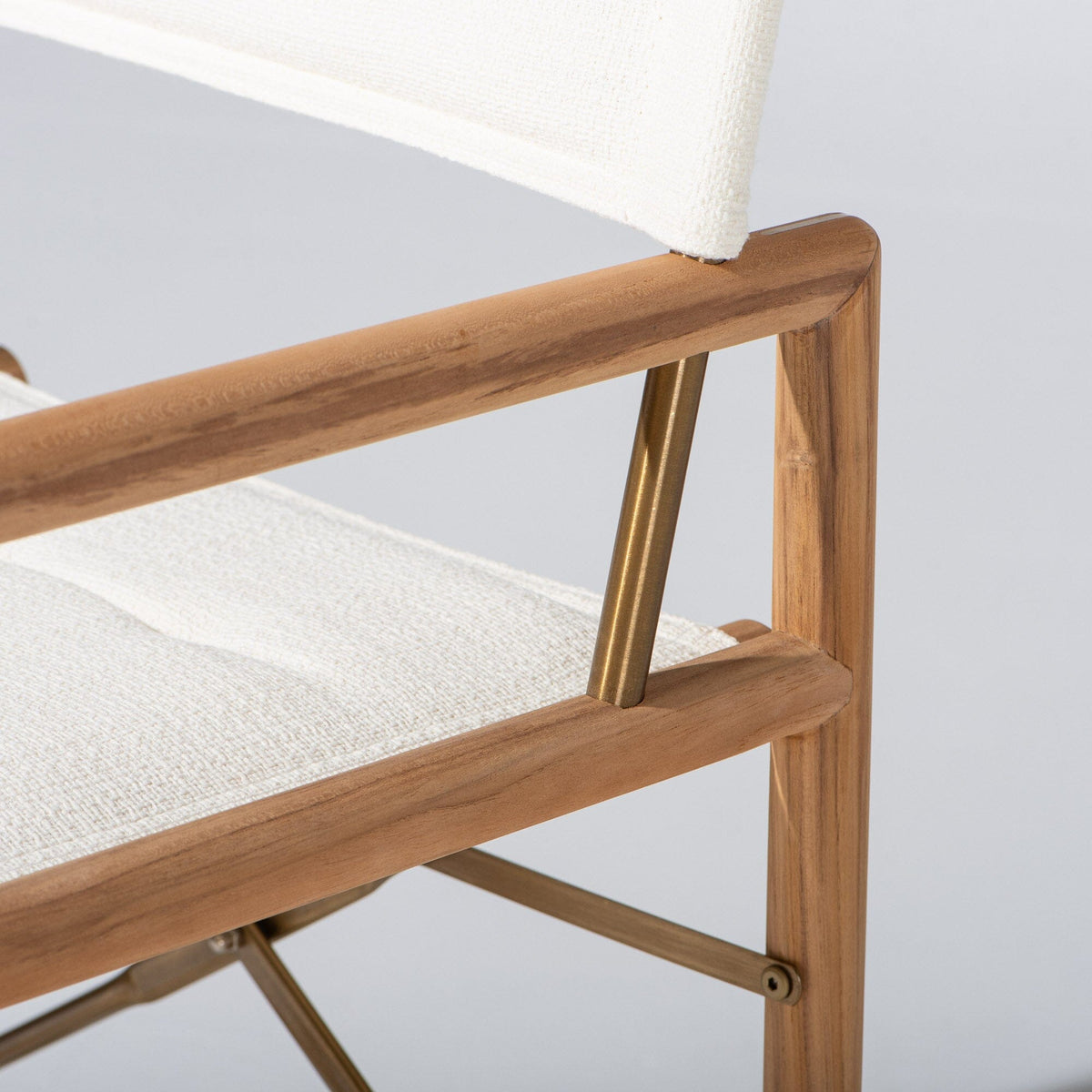 The WES Directors Chair in Boucle Antique White | Teakwood Gold Frame Wes Director Chair Kit Business & Pleasure Co Aus 