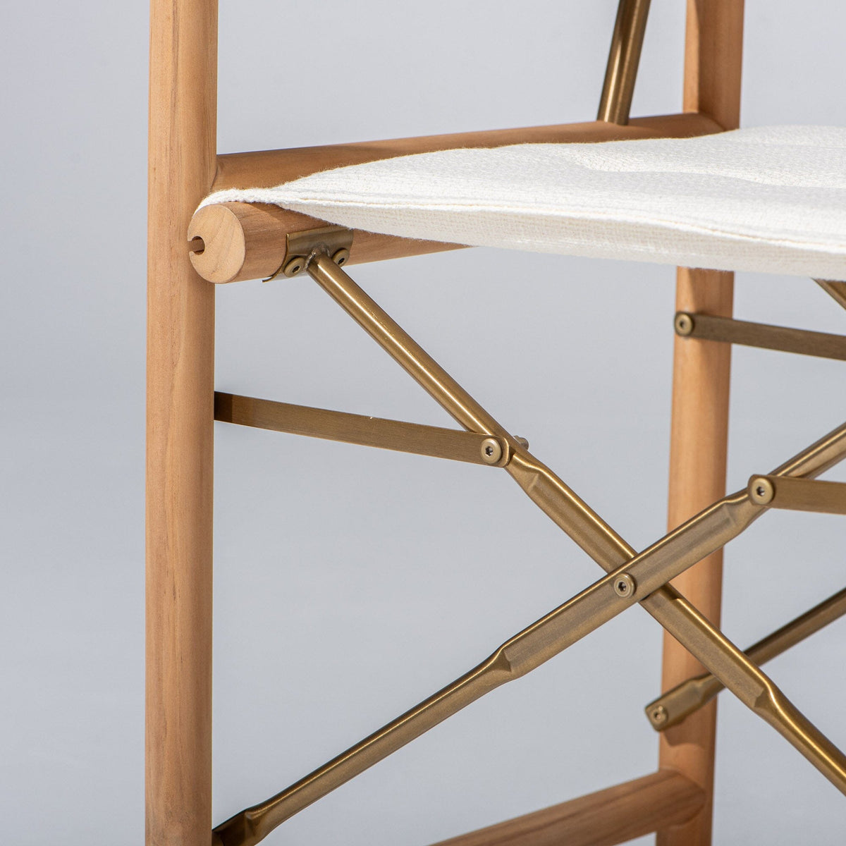 The WES Directors Chair in Boucle Antique White | Teakwood Gold Frame Wes Director Chair Kit Business & Pleasure Co Aus 