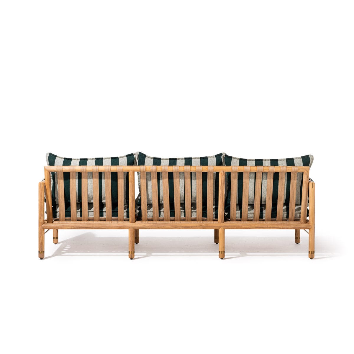 Wes Sofa in Terry Green Stripe | Teakwood Gold Frame