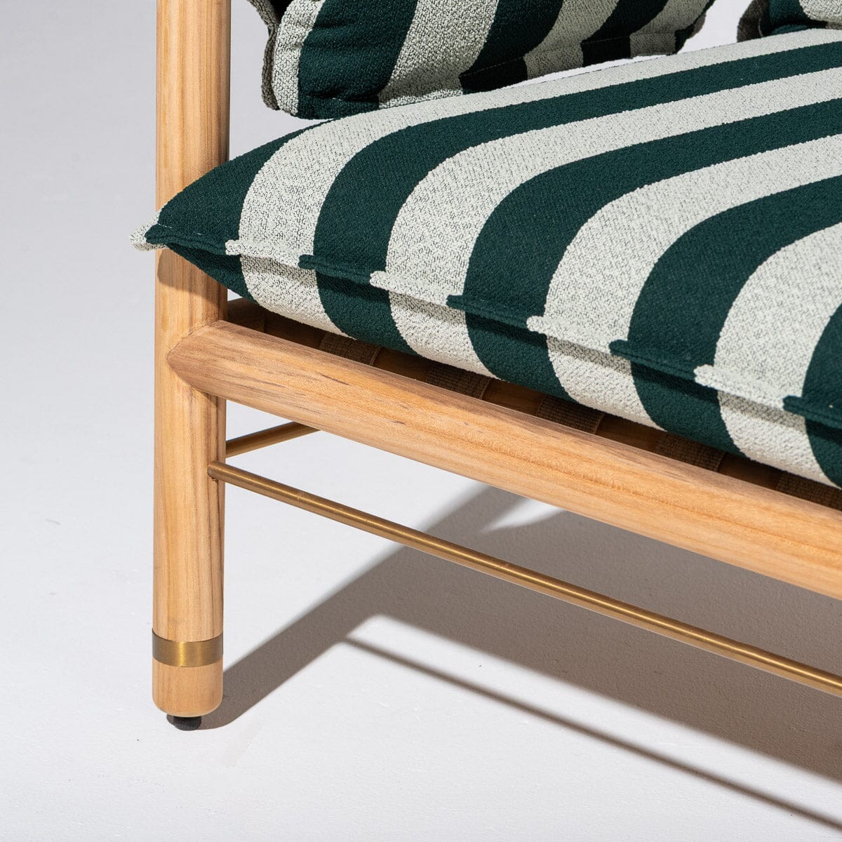 Wes Sofa in Terry Green Stripe | Teakwood Gold Frame Wes Sofa Kit Business & Pleasure Co Aus 