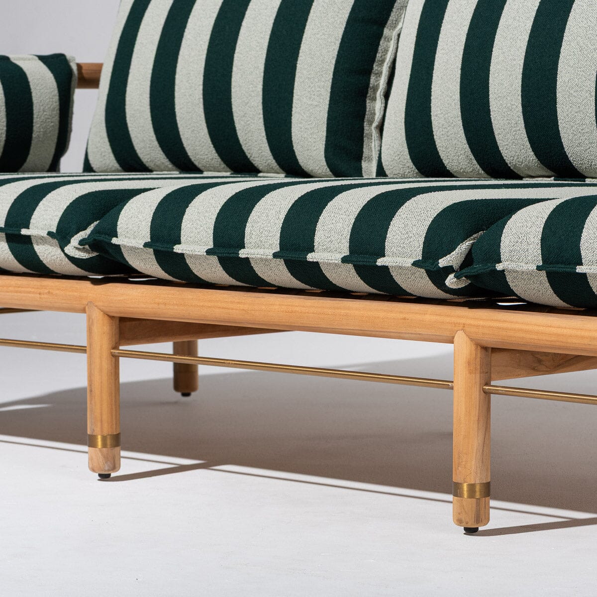 Wes Sofa in Terry Green Stripe | Teakwood Gold Frame