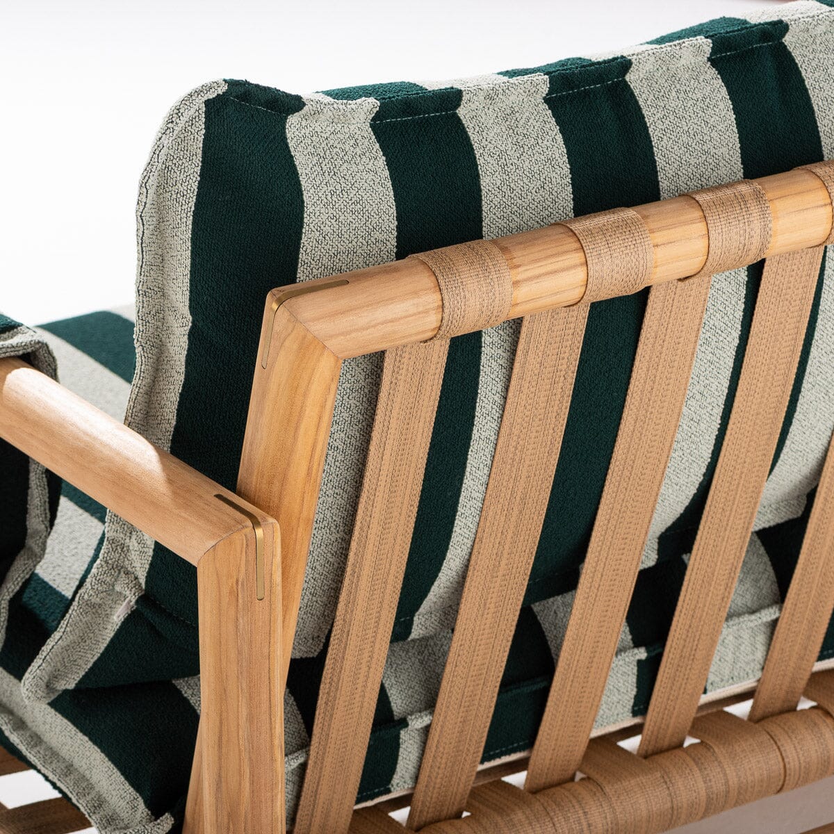 Wes Sofa in Terry Green Stripe | Teakwood Gold Frame Wes Sofa Kit Business & Pleasure Co Aus 