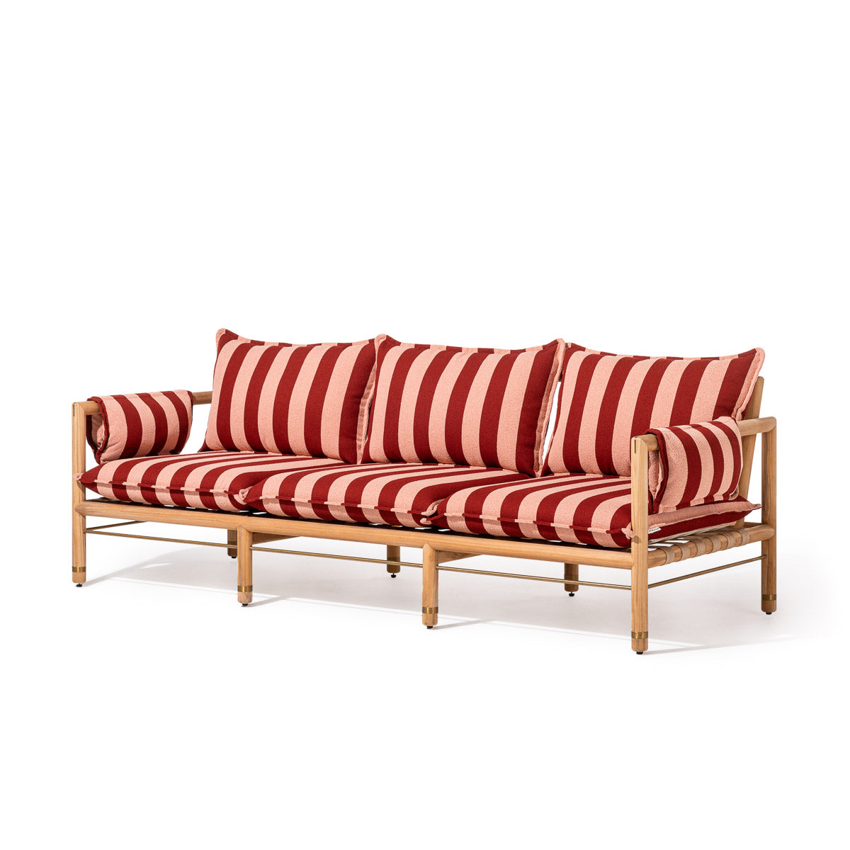 Wes Sofa in Terry Terracotta Stripe | Teakwood Gold Frame
