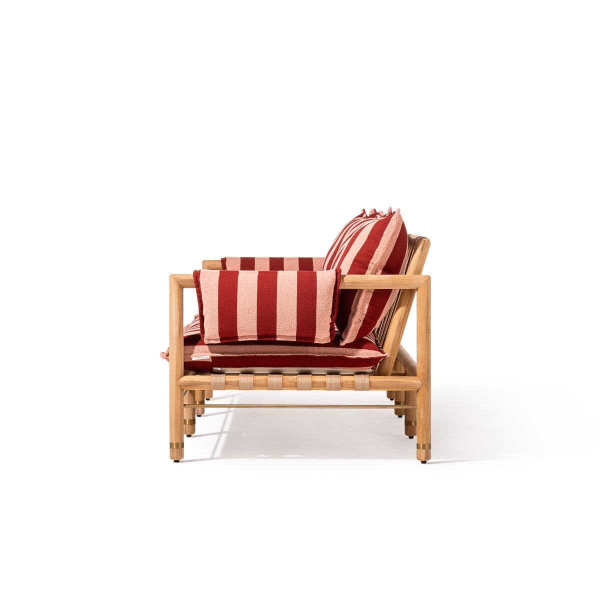 Wes Sofa in Terry Terracotta Stripe | Teakwood Gold Frame