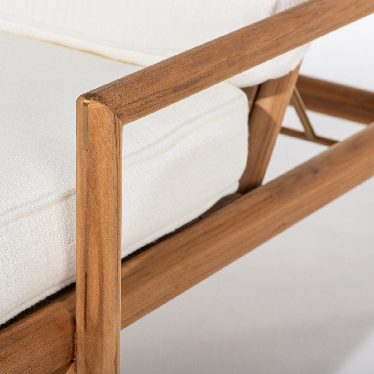 The WES Sun Lounger in Boucle Antique White | Teakwood Gold Frame Wes Sun Lounger Kit Business & Pleasure Co Aus 