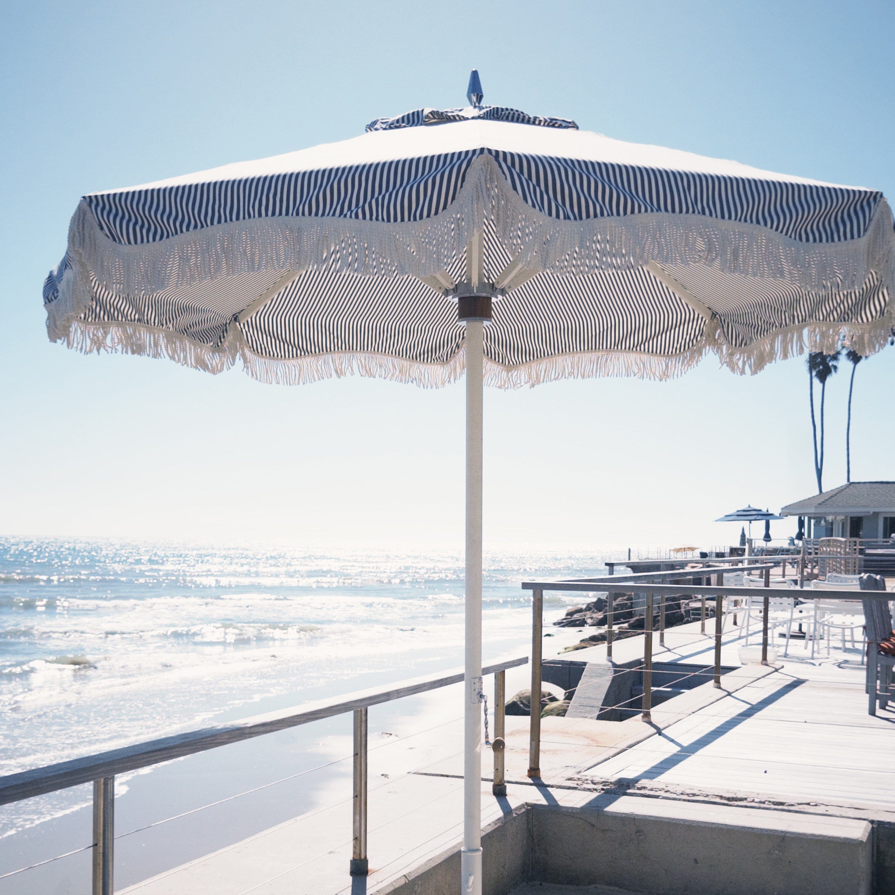 The Resort Market Umbrella - Octagon - Canopy 8' - Lauren's Navy Stripe Resort Market Umbrella Canopy Business & Pleasure Co. 