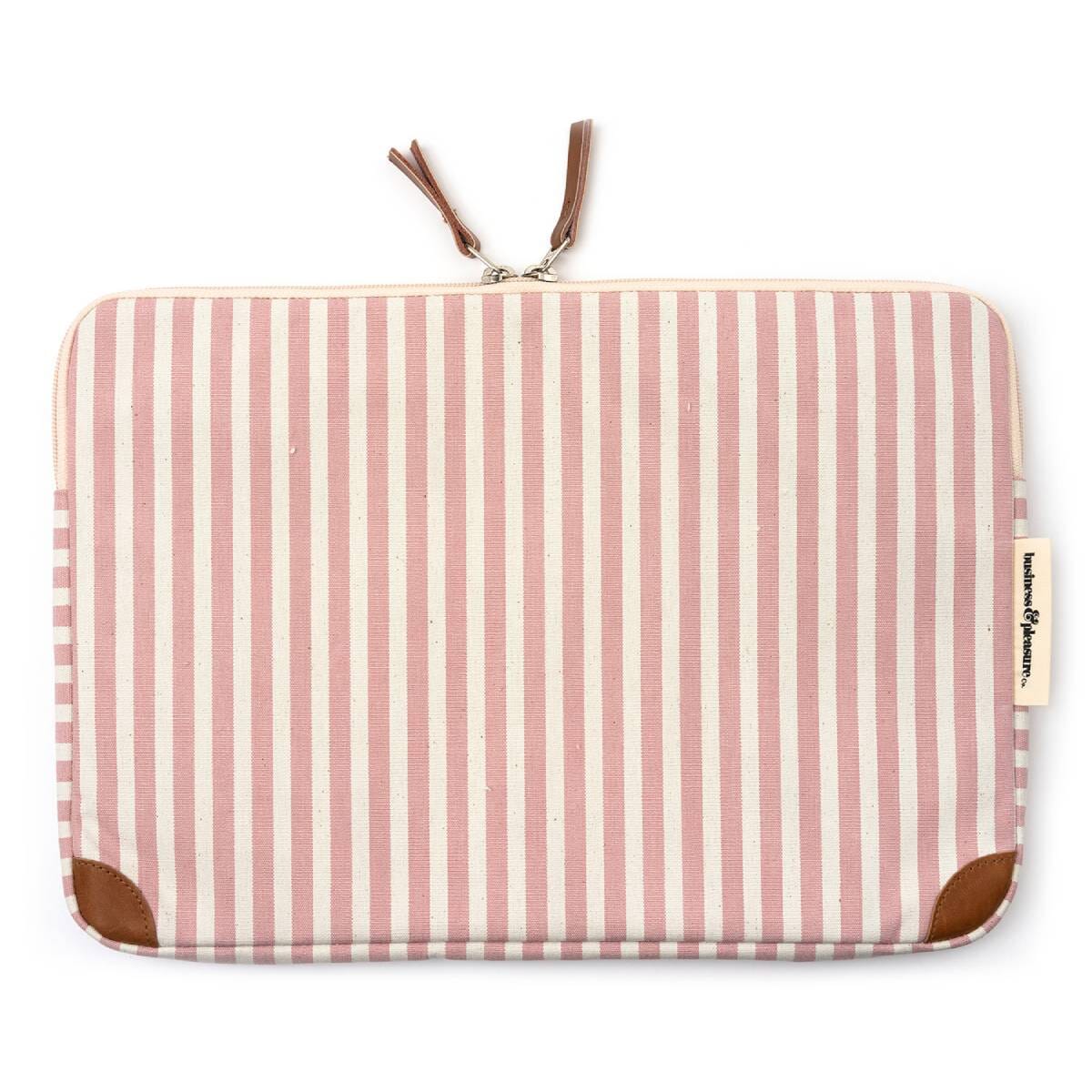 The Laptop Sleeve - Lauren's Pink Stripe Laptop Sleeve Business & Pleasure Co 