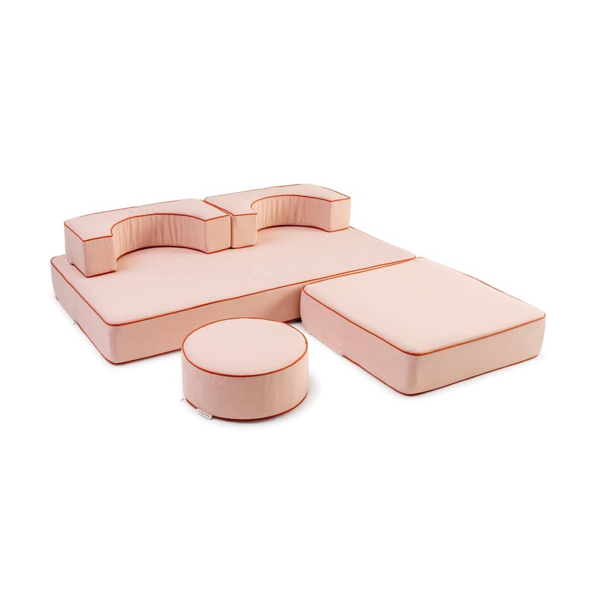 Studio image of riviera pink modular pillow stack