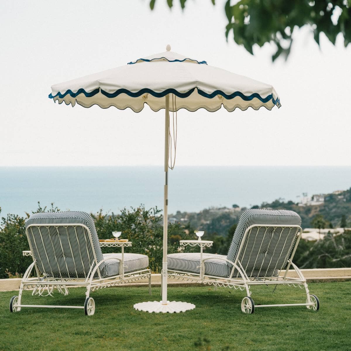 The Al Fresco Sun Lounger Cushion - Lauren's Navy Stripe Al Fresco Sun Lounger Cushion Business & Pleasure Co Aus 