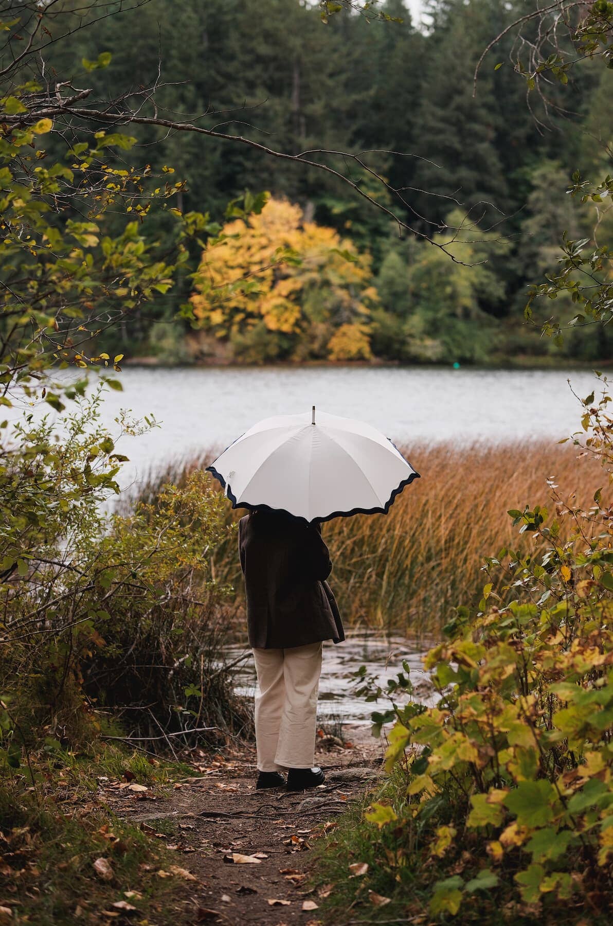 The Rain Umbrella - Rivie White Rain Umbrella Business & Pleasure Co Aus 
