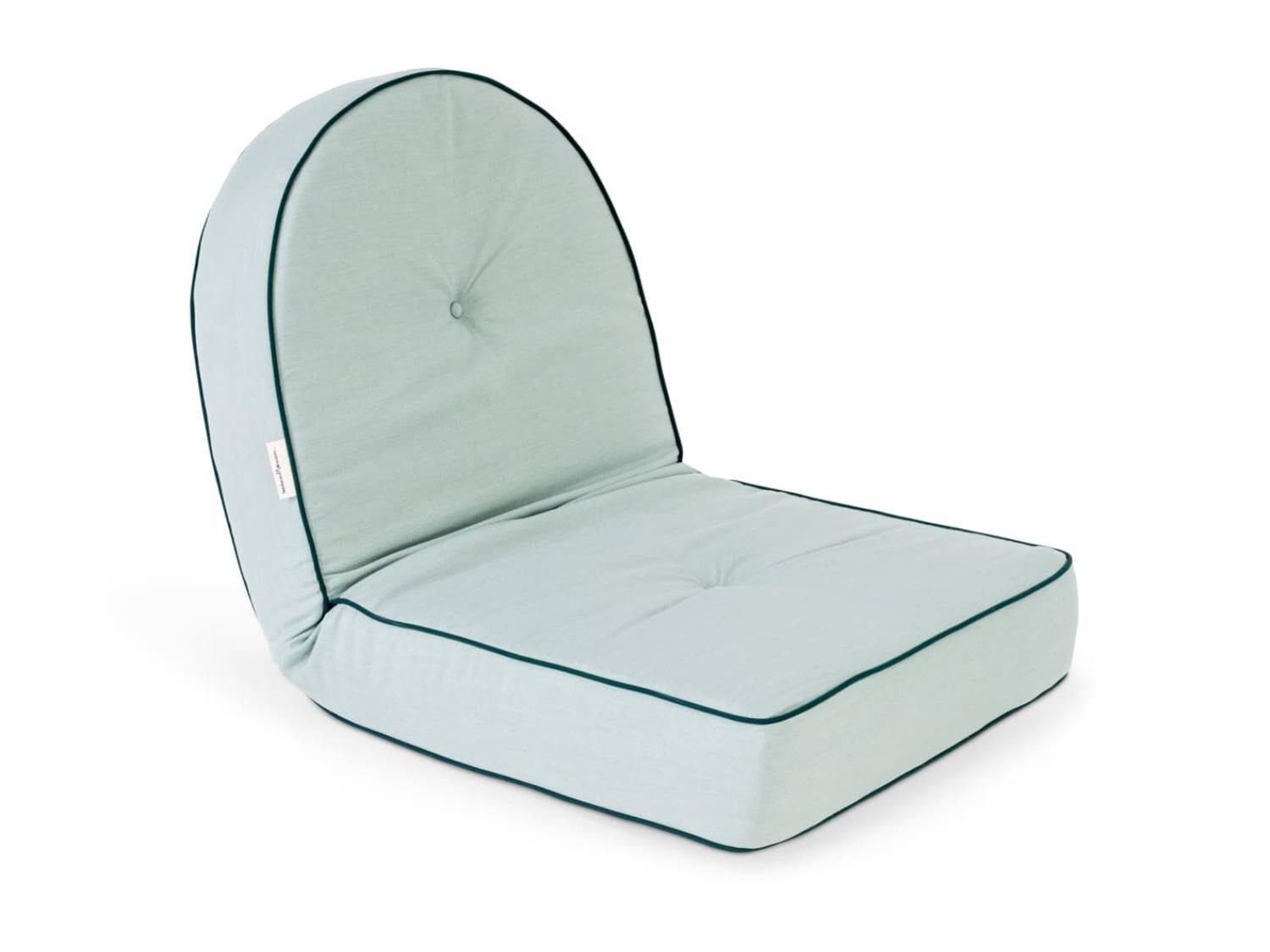 Studio image of riviera green reclining pillow stack