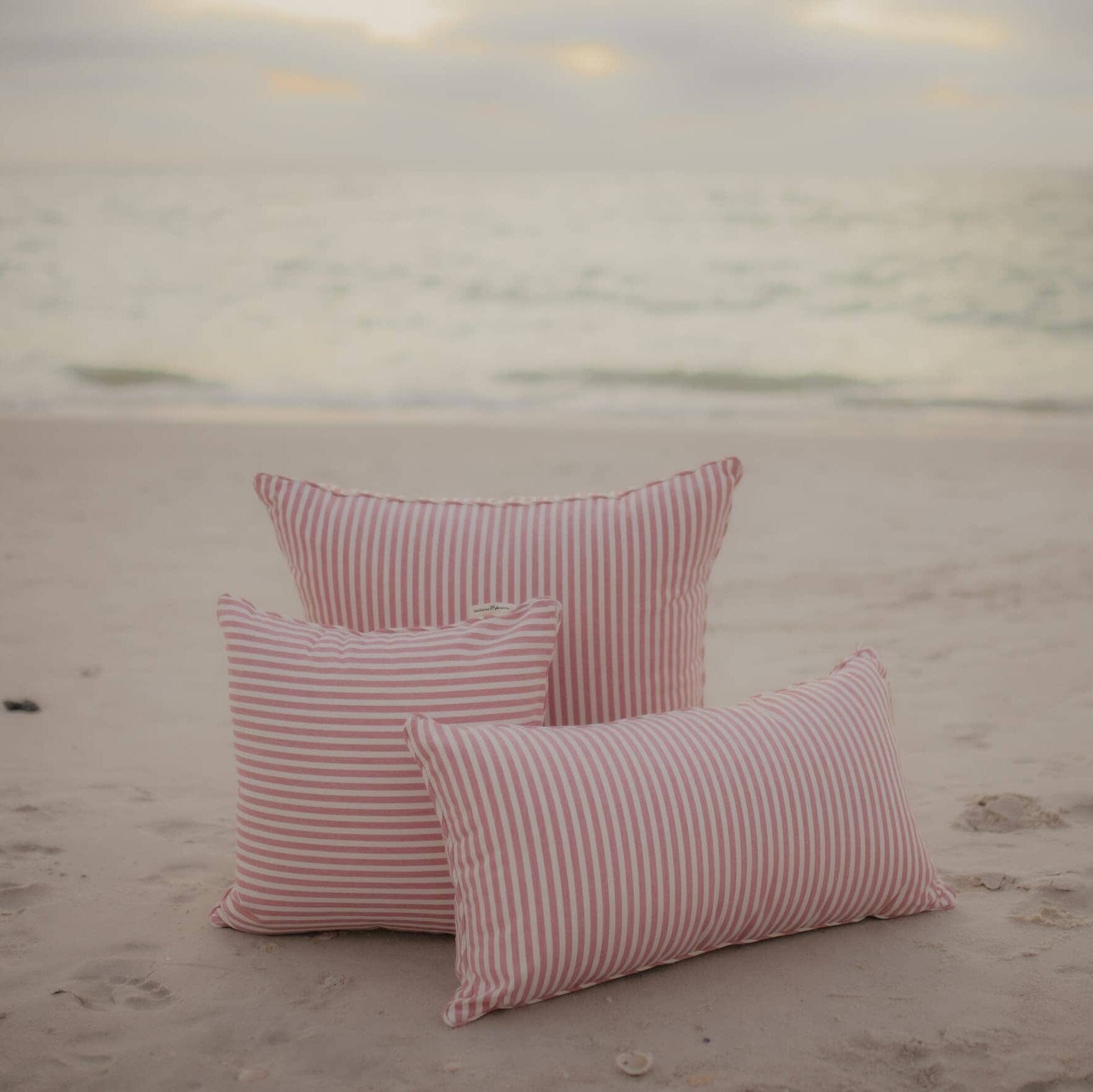The Small Square Throw Pillow - Lauren's Pink Stripe Small Square Throw Pillow Business & Pleasure Co Aus 