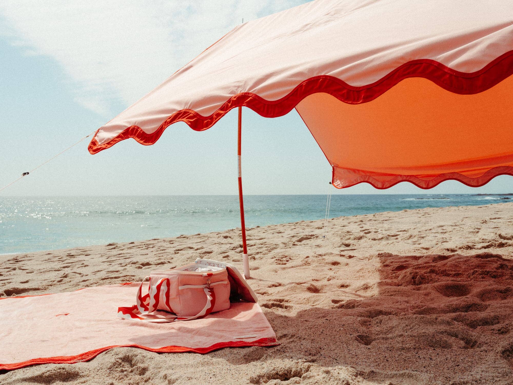 Beach set up with riviera beach tent, blanket & cooler