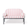 Swatch for The Al Fresco Love Seat in Crew Pink Stripe | Vintage Black Frame