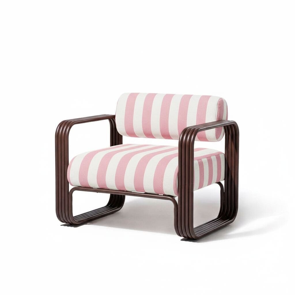 Product image of Contini Accent Chair in Crew Pink Stripe | Merlot Frame Contini Accent Chair Kit Business & Pleasure Co Aus 