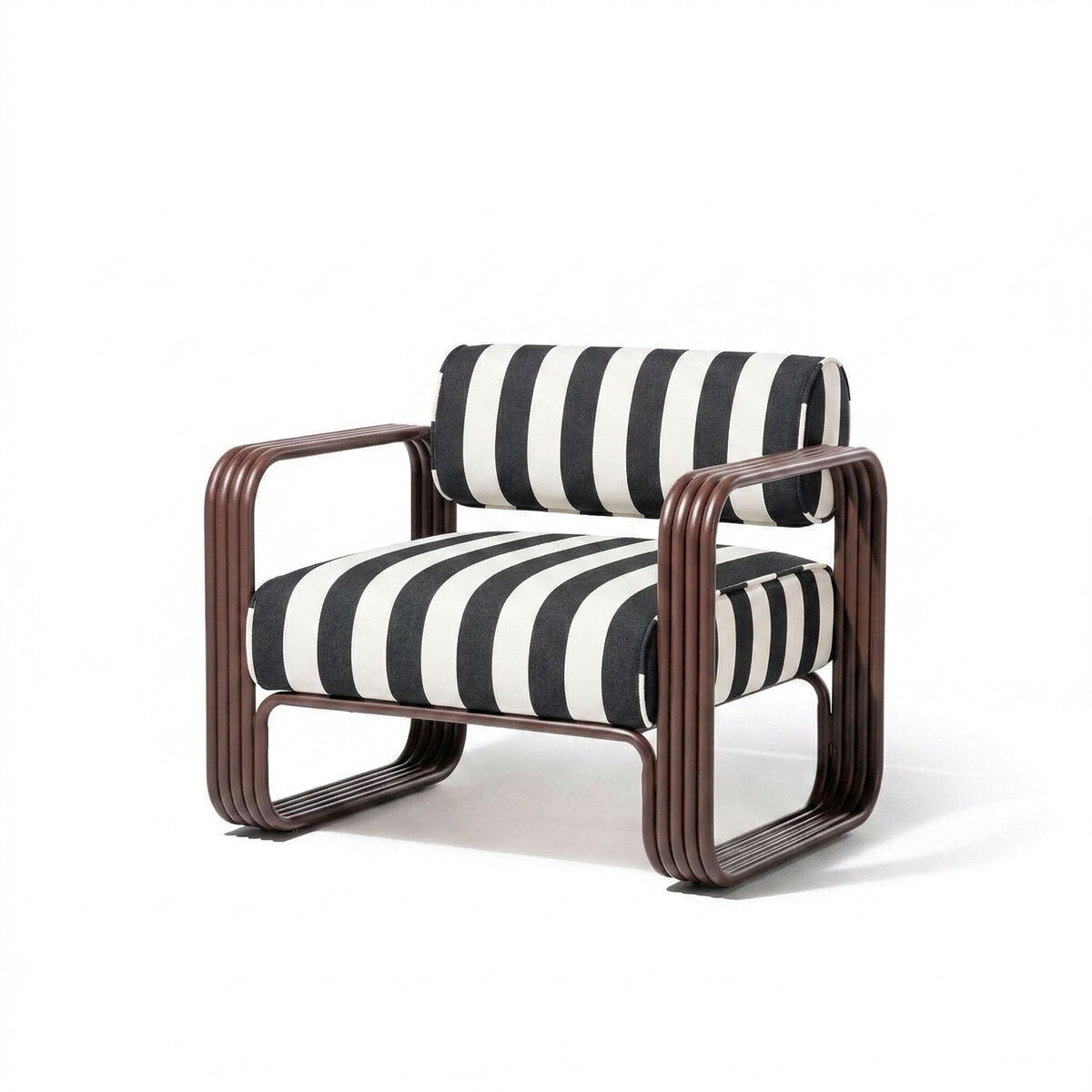 Product image of Contini Accent Chair Kit in Crew Vintage Black Stripe | Merlot Frame Contini Accent Chair Kit Business & Pleasure Co Aus 