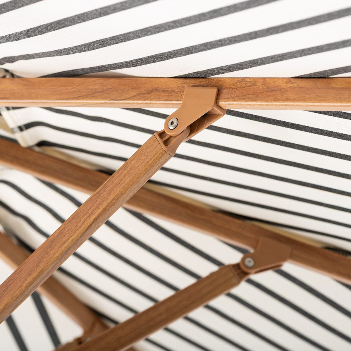 Terrace Umbrella in Monaco Black Stripe | Transfer Teak Frame Terrace Umbrella Kit Business & Pleasure Co Aus 