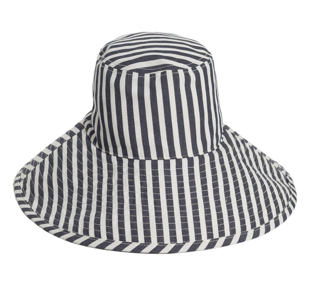 Kids Wide Brim Hat - Lauren's Navy Stripe