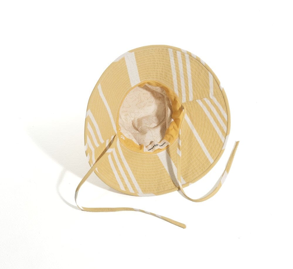 Kids Wide Brim Hat - Vintage Yellow Stripe Wide Brim Hat Business & Pleasure Co 