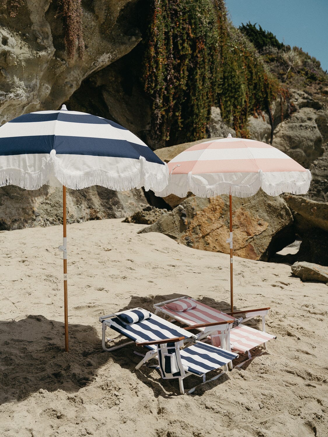 The Holiday Beach Umbrella - Pink Capri Stripe Holiday Umbrella Business & Pleasure Co 