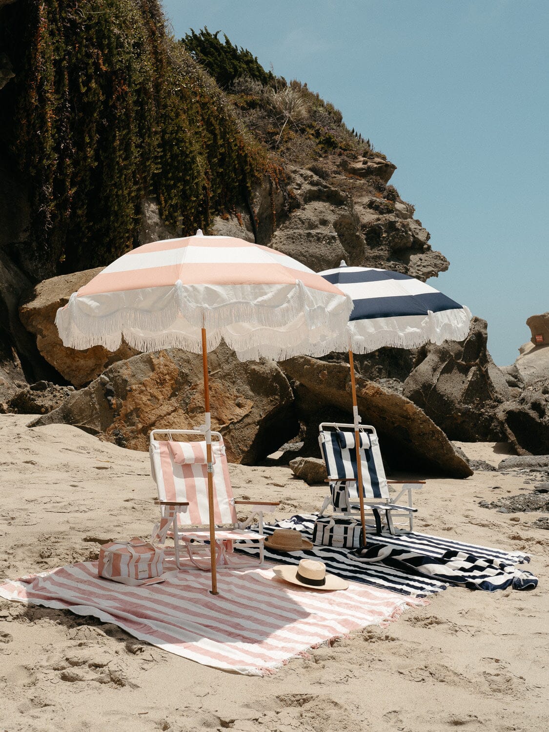The Holiday Beach Umbrella - Pink Capri Stripe Holiday Umbrella Business & Pleasure Co 