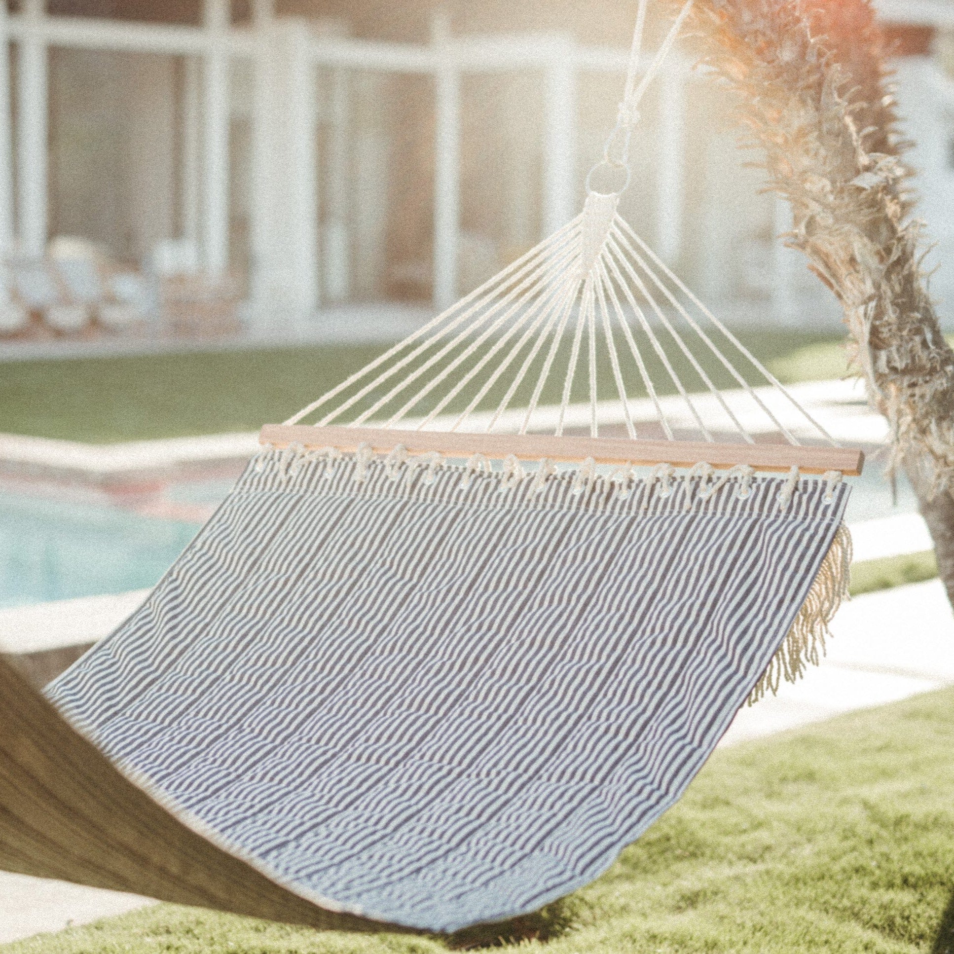 The Hammock - Lauren's Navy Stripe Hammock Businessandpleasureco.com.au 