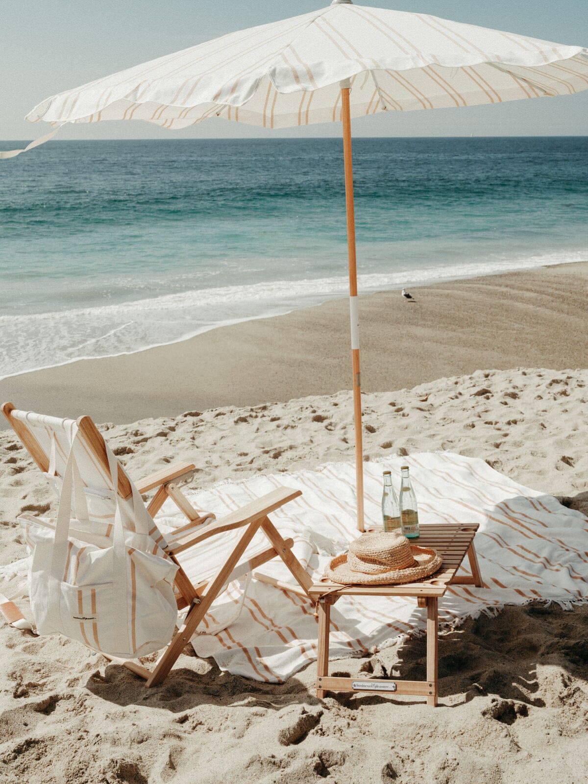 The Amalfi Umbrella - Sand Two Stripe Amalfi Umbrella Business & Pleasure Co 
