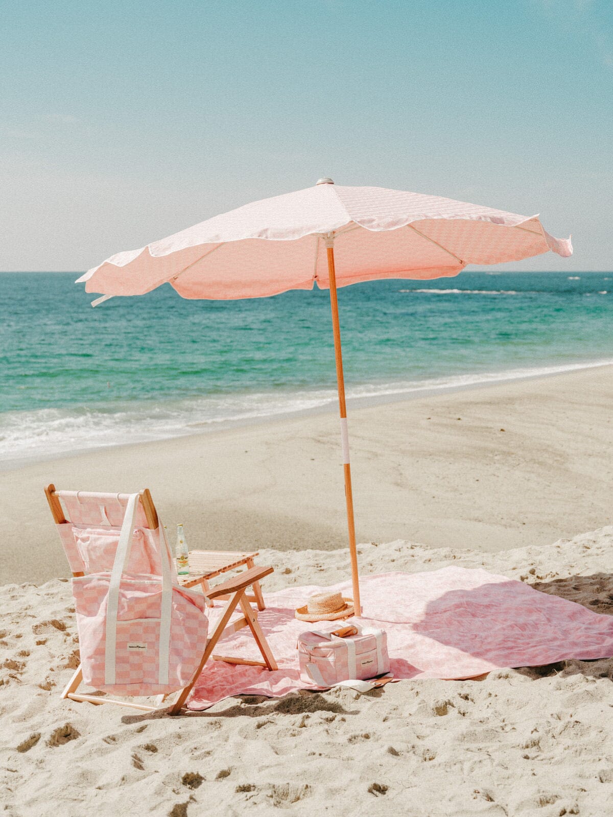 The Amalfi Umbrella - Dusty Pink Check Amalfi Umbrella Business & Pleasure Co 