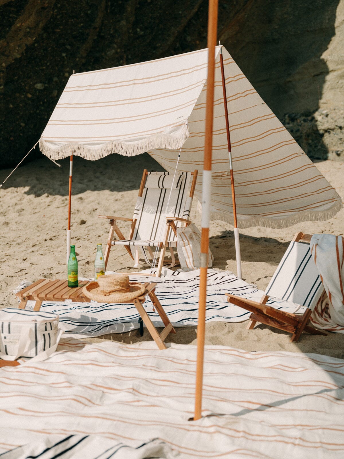 The Premium Beach Tent - Sand Two Stripe Premium Tent Business & Pleasure Co 