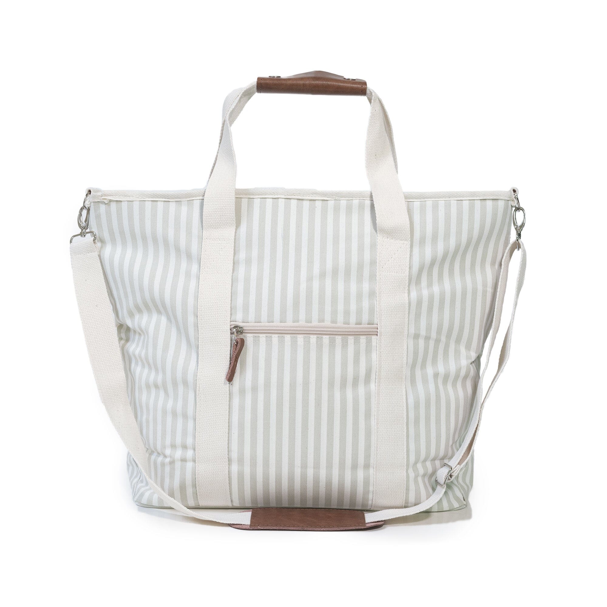 The Cooler Tote Bag - Lauren's Sage Stripe Cooler Tote Business & Pleasure Co 