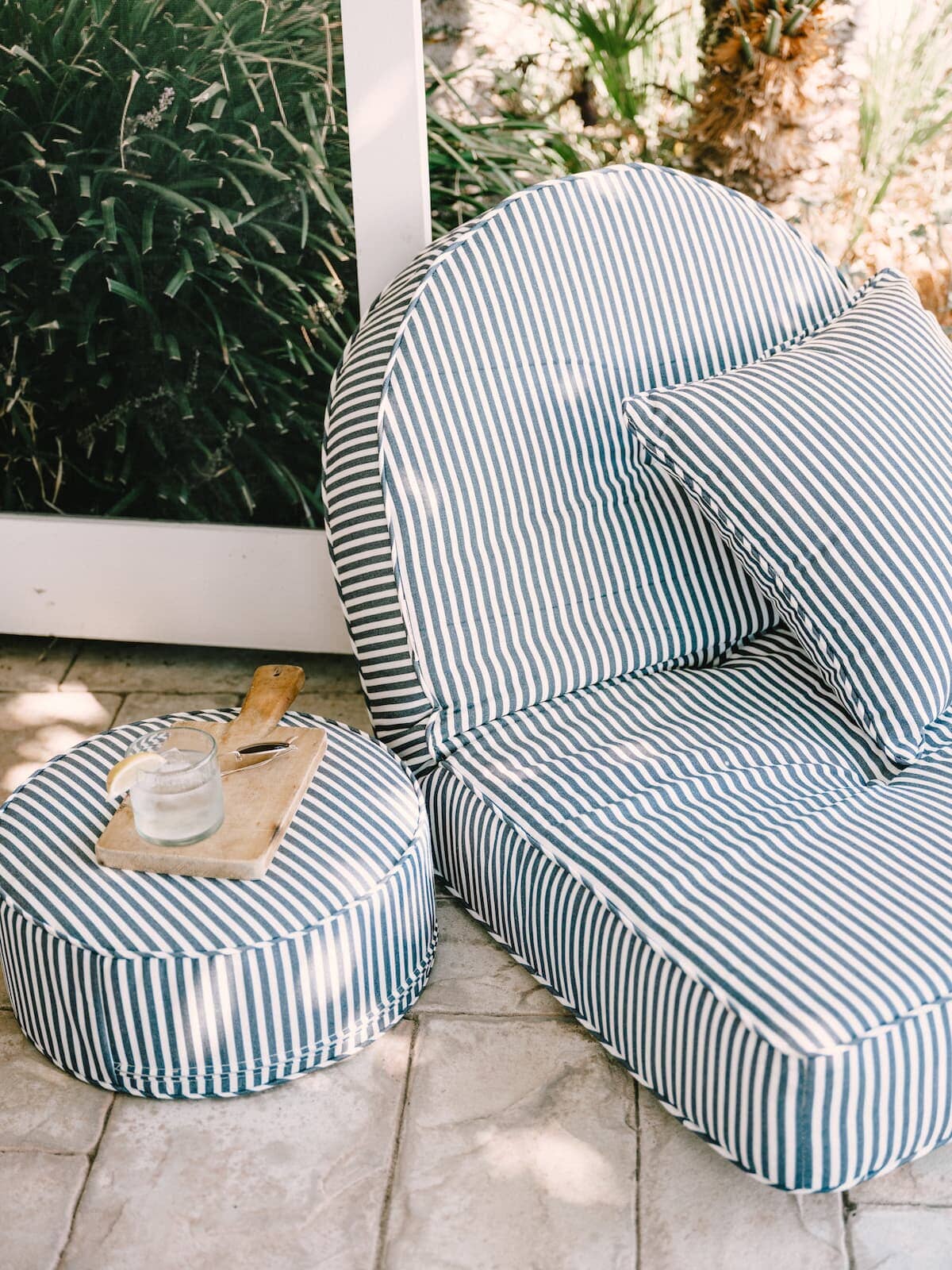 Blue and white striped recliner hot sale