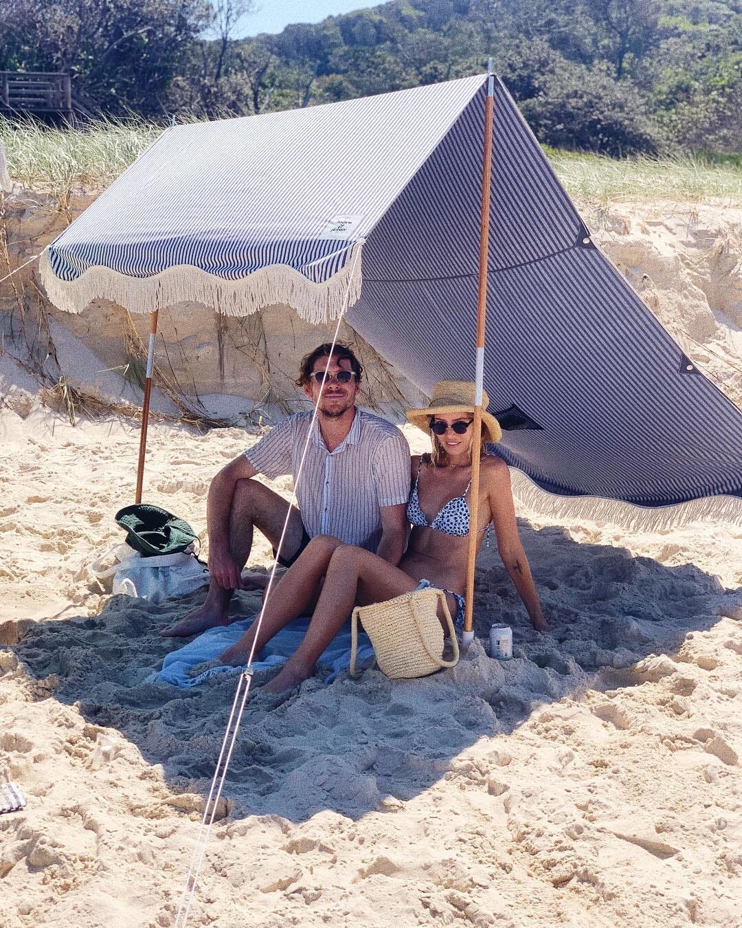 The Premium Beach Tent - Lauren's Navy Stripe Premium Tent Business & Pleasure Co 